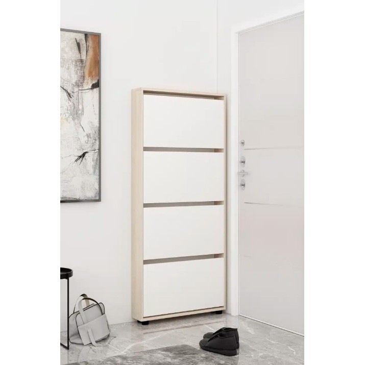 Обувница Mobildor-Lux Leo Slim 90x16x164 Oak Sonoma/White (10008627)