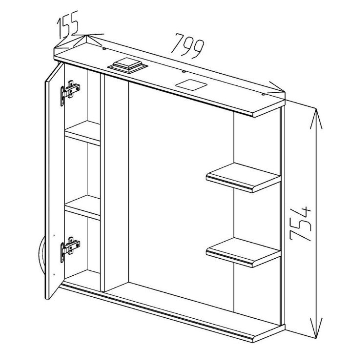 Dulap cu oglindă Bayro Allure 800x750 L (121119)