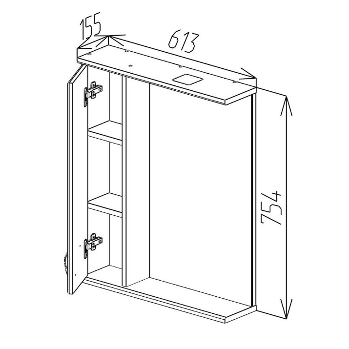 Шкаф с зеркалом Bayro Dalas 600x750 L (122480)