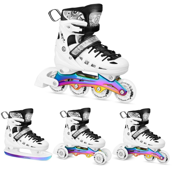 Роликовые коньки Nils Extreme, s.35-38 White/Rainbow (NH10905)