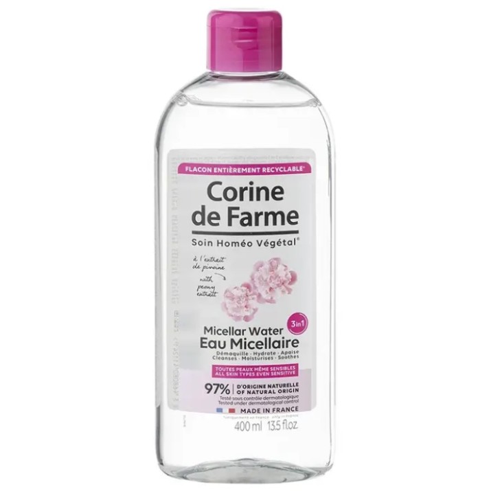 Средство для снятия макияжа Corine de Farme 3in1 Micellar Water Peony Extract 400ml