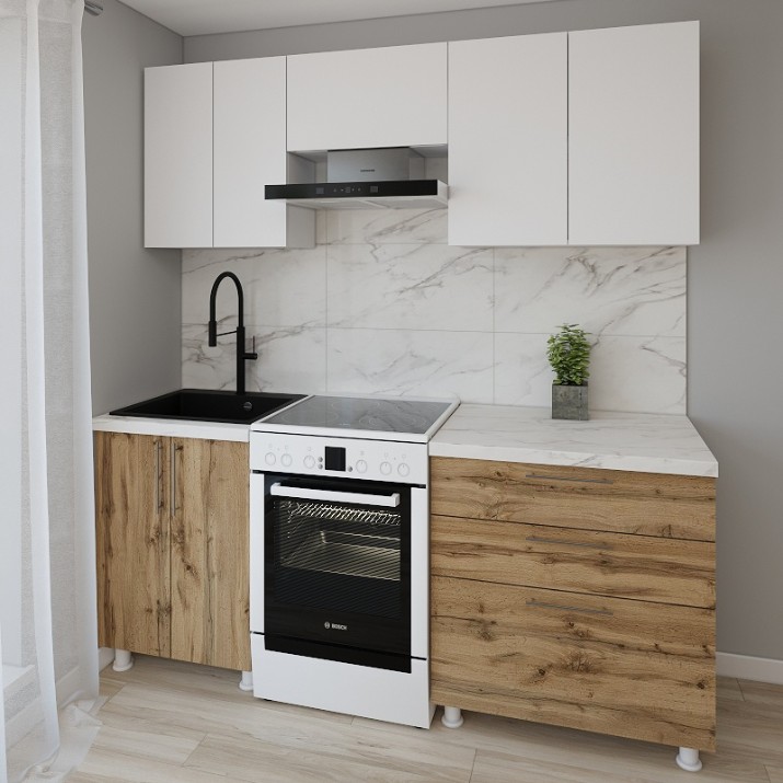 Bucătărie Smartex K2 200 White/Dark Oak (30052)