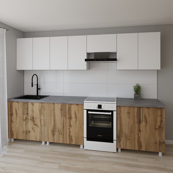 Кухонный гарнитур Smartex K2 300 White/Dark Oak (30082)