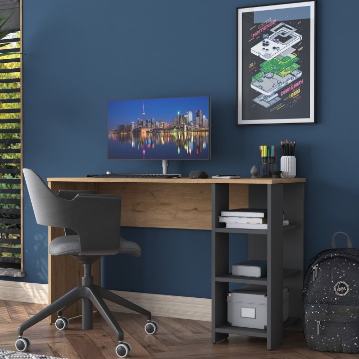 Masa de birou Trendy HA108 2585 Walnut/Anthracit 120x73.8x50cm GTR001112