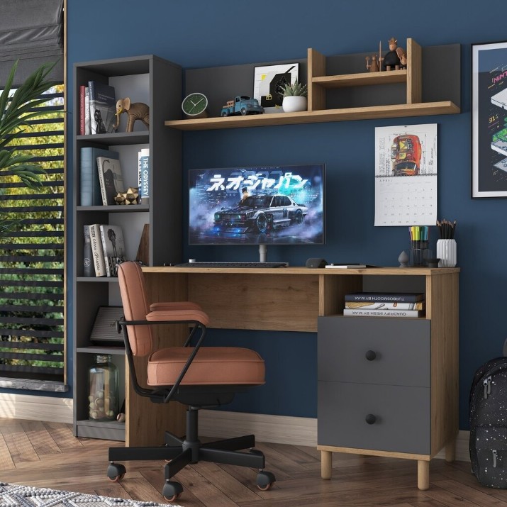 Masa de birou Trendy HA115 2643 Walnut/Anthracit 120x50x161.8cm GTR001123