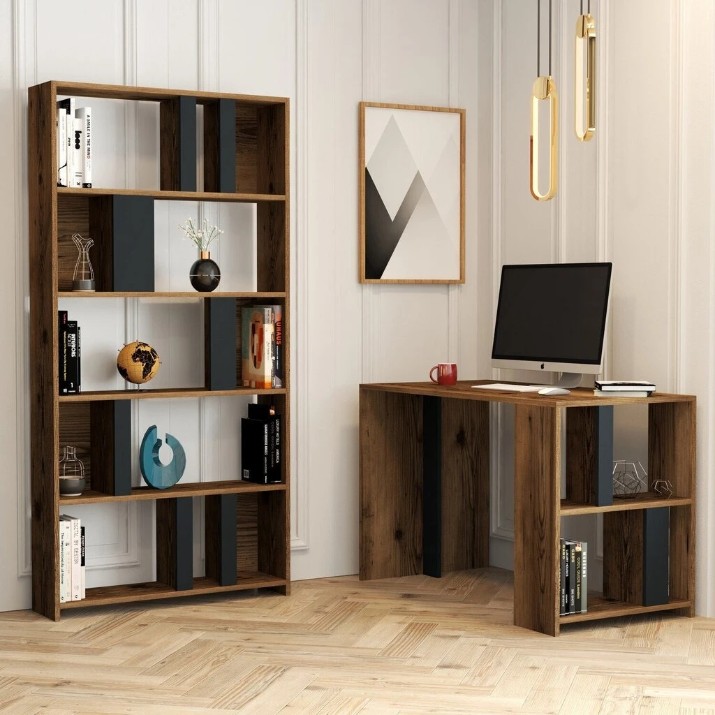 Masa de birou Trendy Lima Walnut/Anthracit 120x60x75.4cm GTR001031