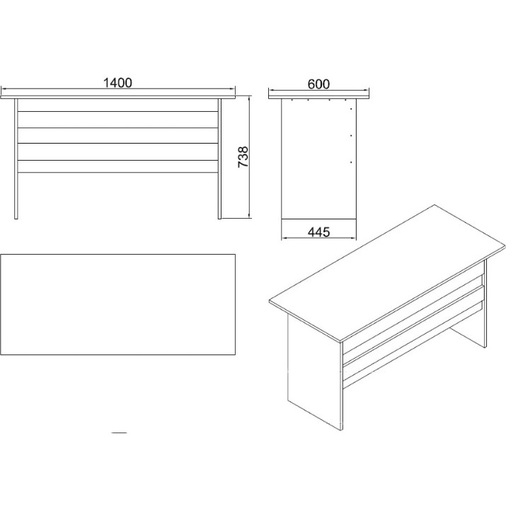 Письменный стол Trendy VO1-BA Walnut/Anthracit 140x73x60cm GTR001074
