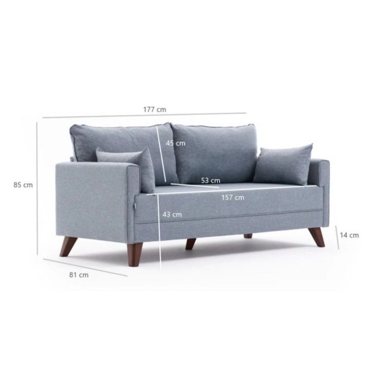 Диван Trendy Bella Soft Blue 81x85x177cm GTR003131