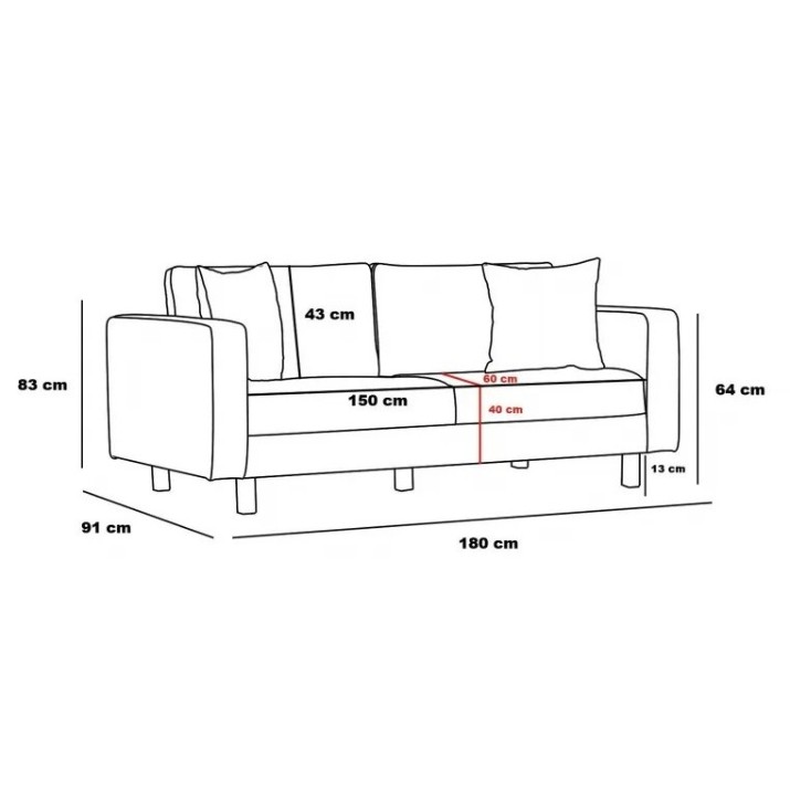 Диван Trendy Berlin Anthracit/Black 180x91x83cm GTR003134