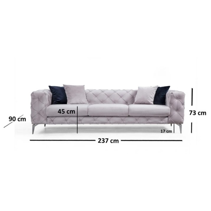 Диван Trendy Como Light Grey 90x73x237cm GTR003239