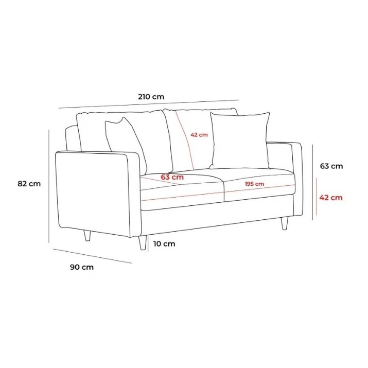 Canapea Trendy Eva Anthracit 210x90x82cm GTR003266