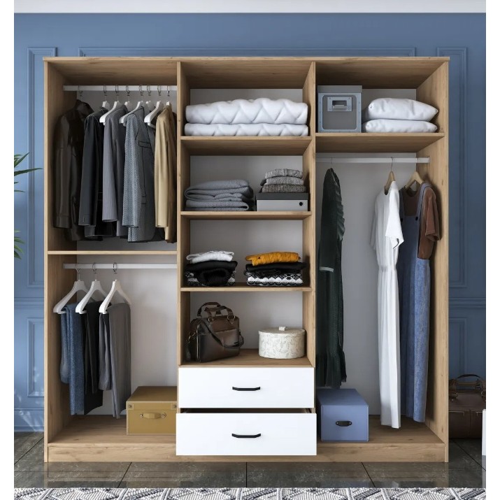 Шкаф Trendy BA130 3049 Walnut/White 210x210x51.5cm GTR001850