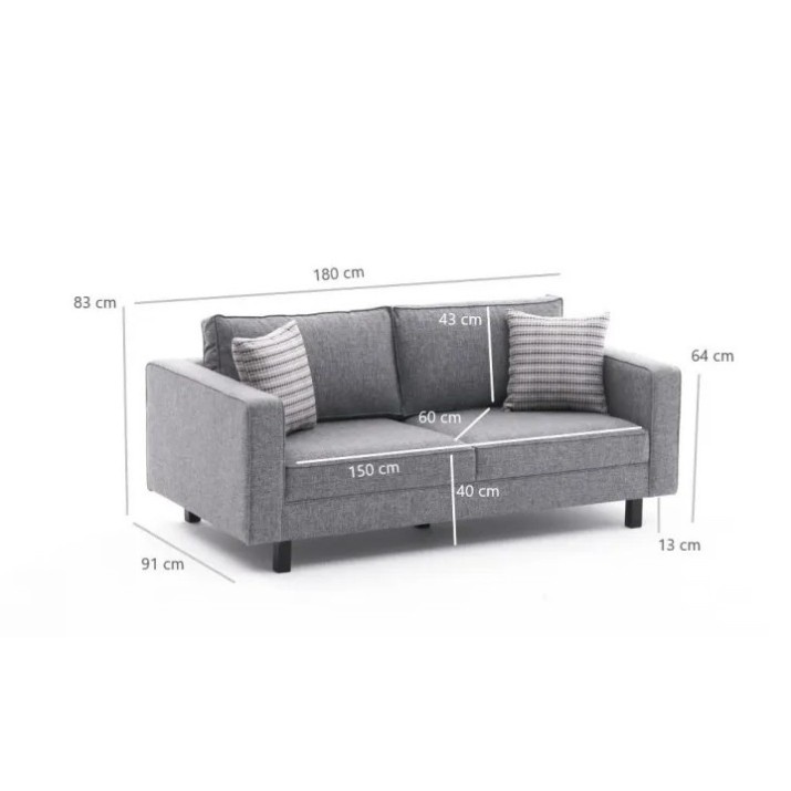 Диван Trendy Kale Linen Grey 180x91x83cm GTR003167