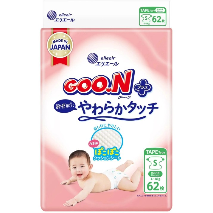 Подгузники Goo.N Plus S 4-8 kg 62pcs (4902011118742)