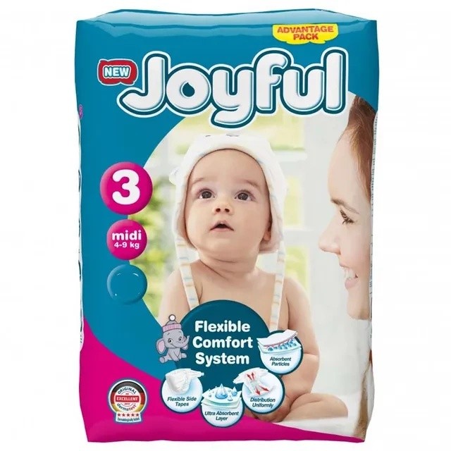 Подгузники Joyful Midi 3/52pcs