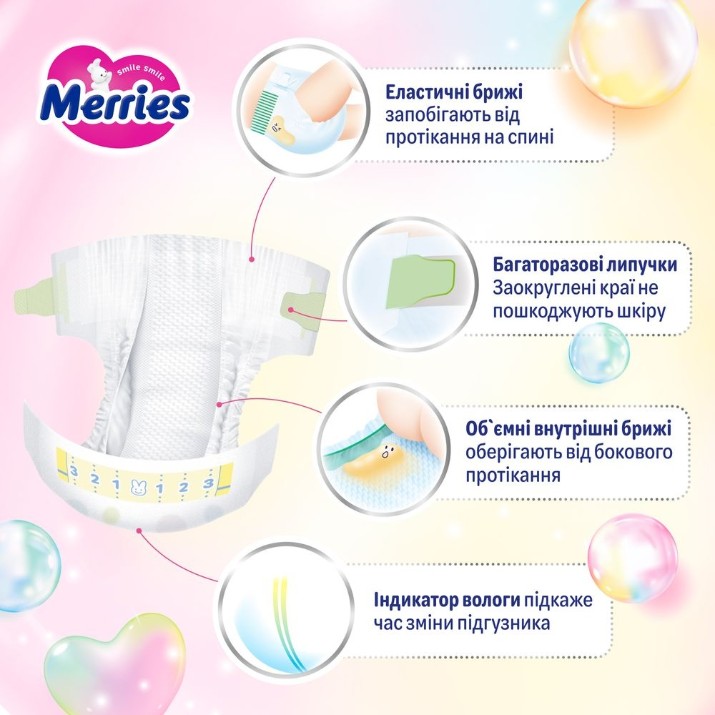 Scutece Merries S 62pcs