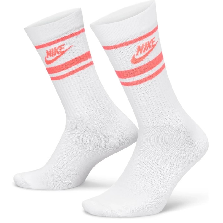 Ciorapi pentru bărbați Nike U Nsw Everyday Essential Crew 3Pr-144 Stripes White/Hot Punch, s.M