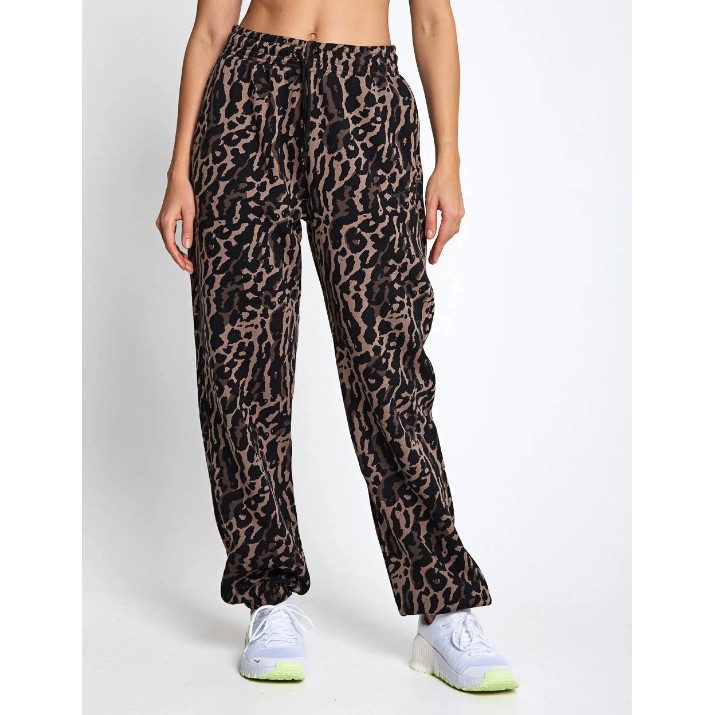Pantaloni spotivi de dame Nike Sportswear Phoenix Fleece All-Over-Print Black/Ironstone, s.L