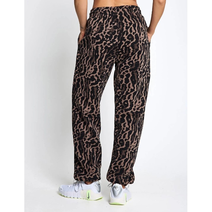 Pantaloni spotivi de dame Nike Sportswear Phoenix Fleece All-Over-Print Black/Ironstone, s.L