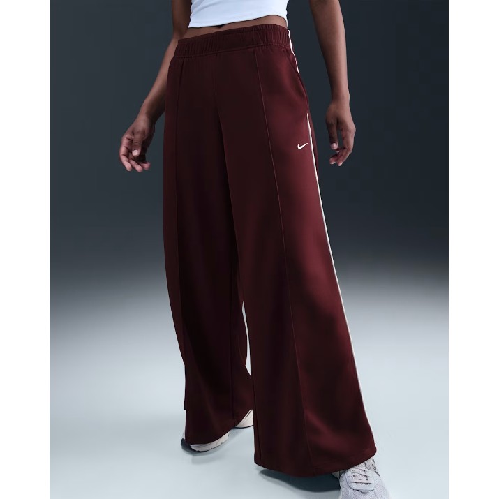 Pantaloni spotivi de dame Nike W Nsw Wide Leg Track Burgundy Crush/Sail, s.M