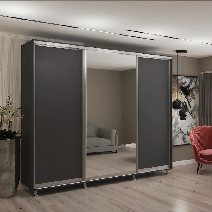 Шкаф-купе My-Style Chipboard + Mirror 270x240x60 Anthracite (C27H4M02U02)