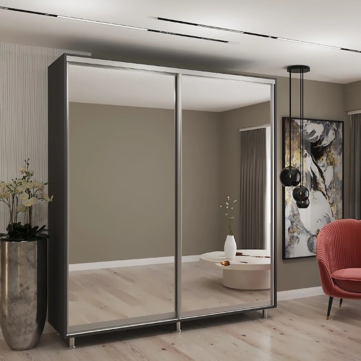 Dulap cu uşi glisante My-Style Mirror 220x210x60 Anthracite (C22H1M02U03)