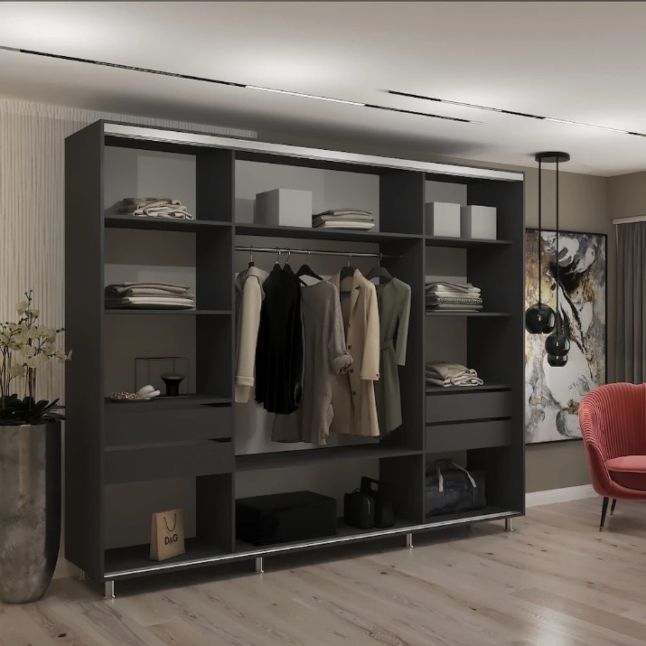 Dulap cu uşi glisante My-Style Mirror 270x210x60 Anthracite (C27H1M02U03)