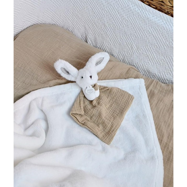 Pătură pentru bebeluși Doudou Happy Wild Rabbit 70x10cm White/Brown (DC3978)