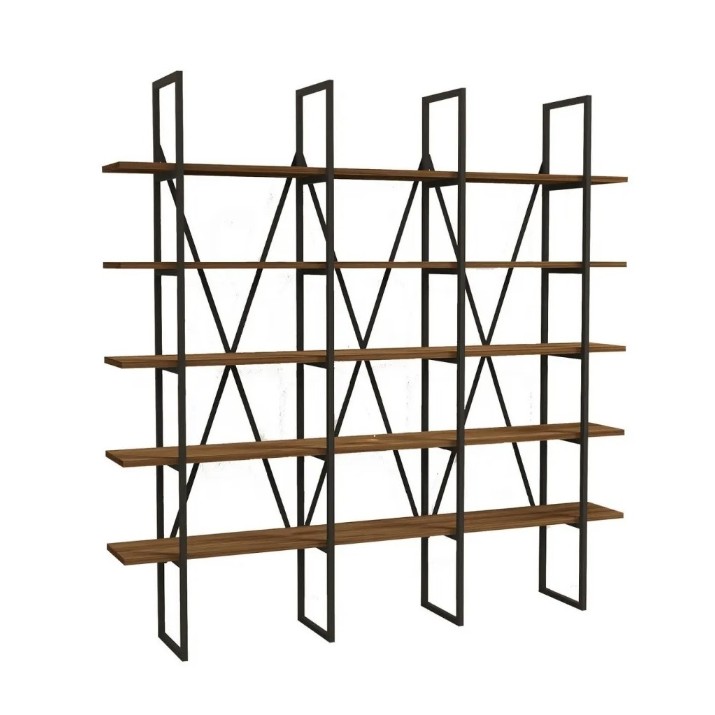 Etajeră Trendy Beylerbeyi Black/Walnut 160x160x26cm GTR000529