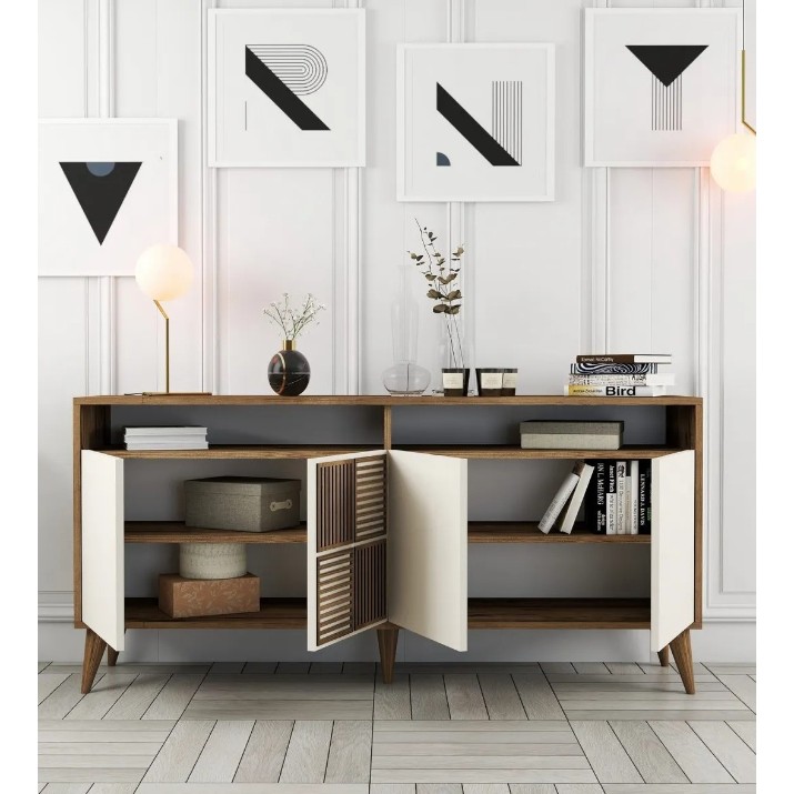 Тумба Trendy Milan 160 Walnut/Cream 160x78x35cm GTR001170