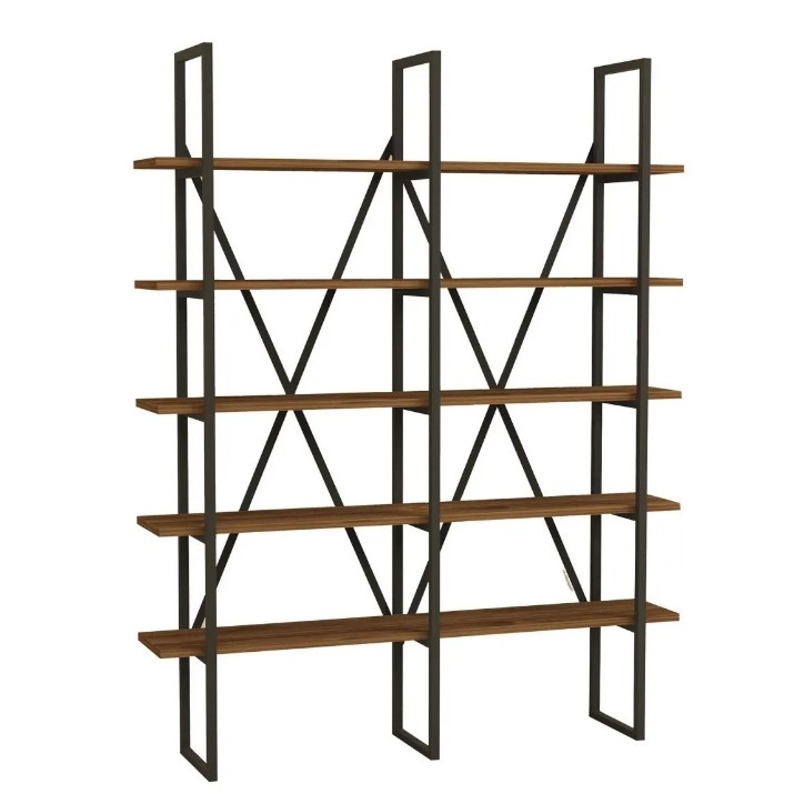 Etajeră Trendy Burgaz Black/Walnut 160x126x26cm GTR000523