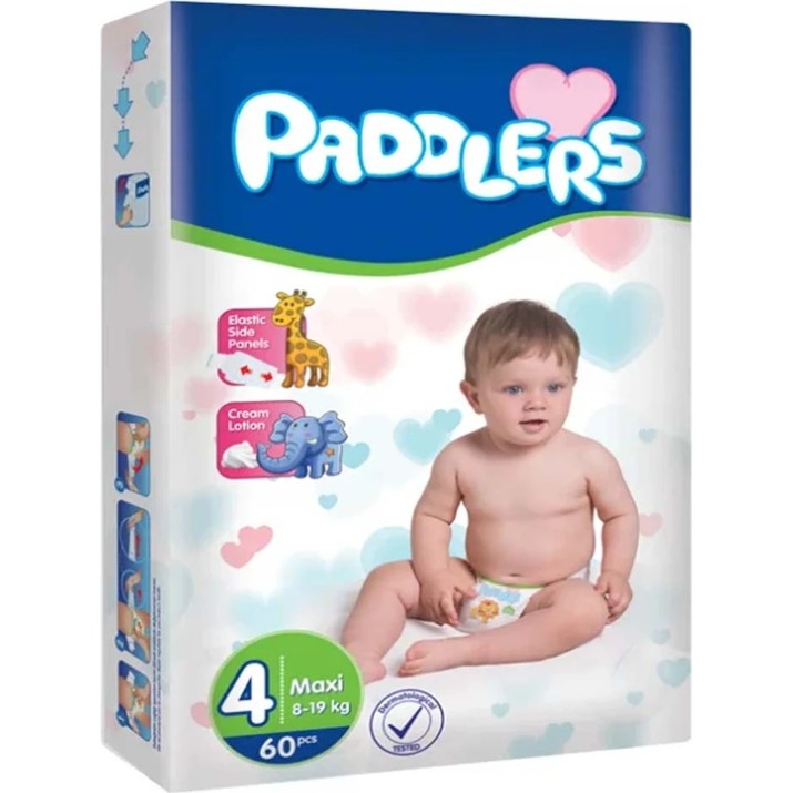 Подгузники Paddlers Jumbo Maxi 4/60pcs