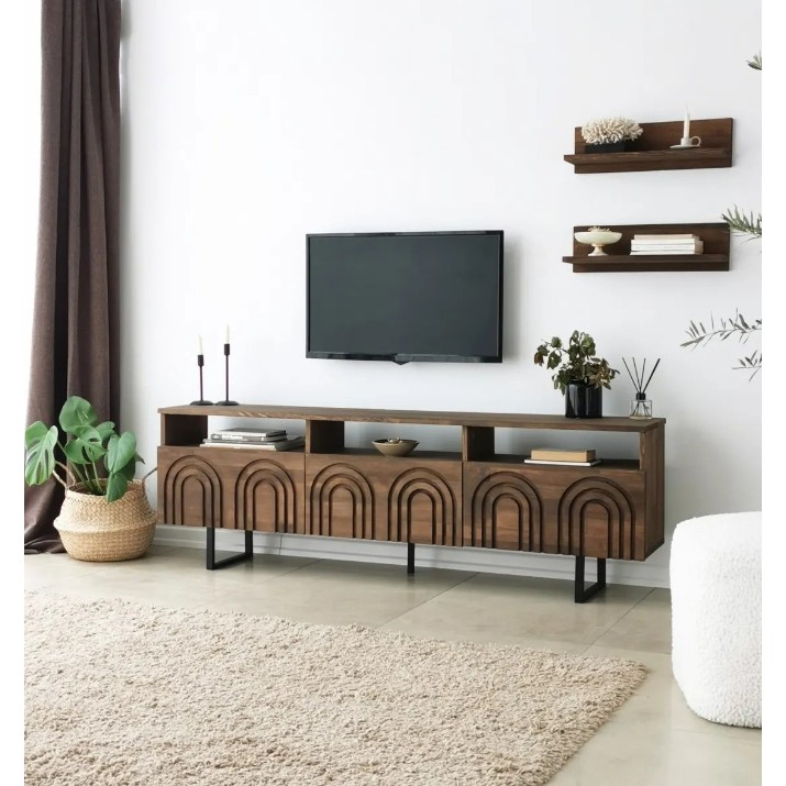 Тумба под ТВ Trendy Helen Walnut/Black 170x55x30cm GTR000350