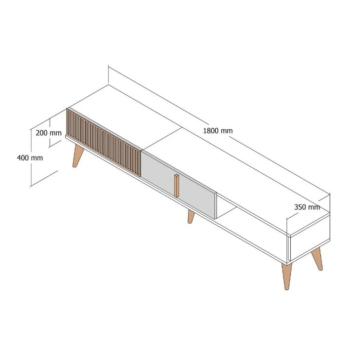 Comodă TV Trendy Milan Walnut/Travertin 180x40x35cm GTR006394