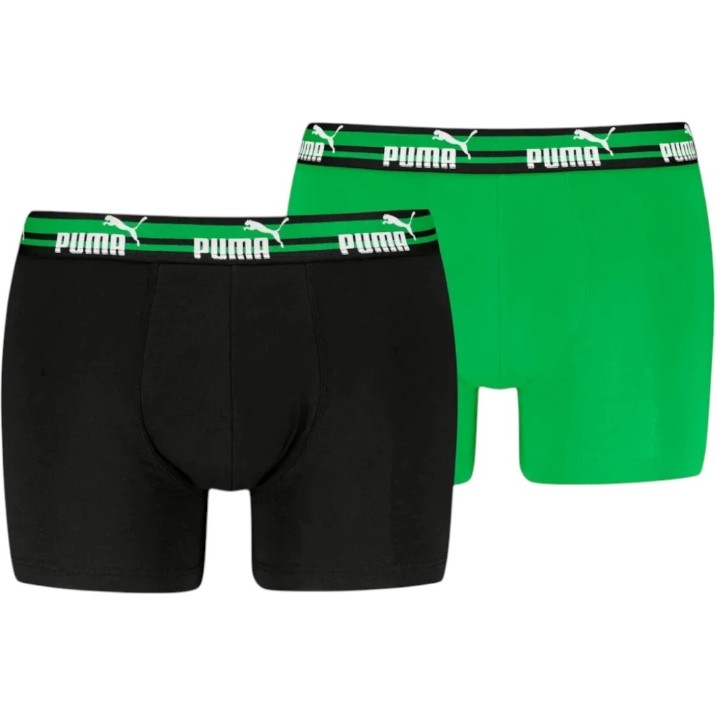 Сhiloţi pentru bărbați Puma Elements Bold Logo Boxers 2P Black/Green, s.S