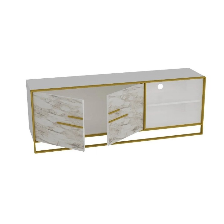 Тумба под ТВ Trendy Polka White Marble/Gold 160x56.6x38.5cm GTR006414