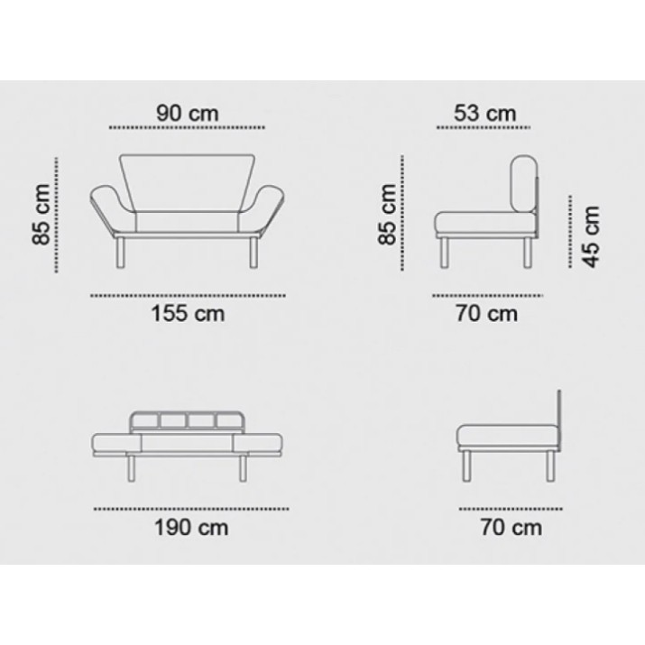Canapea Trendy Nitta Grey 155x85x70cm GTR003005