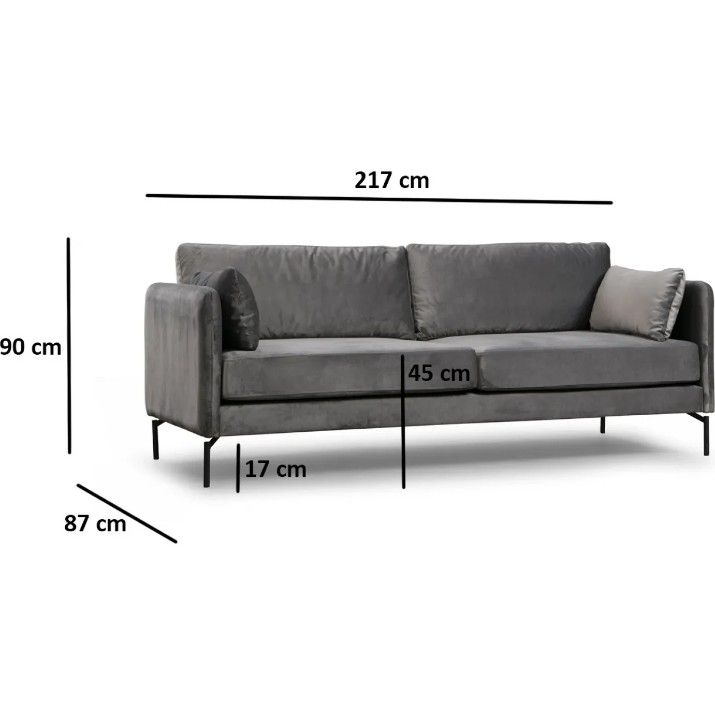 Canapea Trendy Sino Grey 87x90x217cm GTR003317