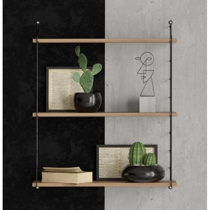 Навесная полка Trendy Armoni Black/Walnut 72x85x20cm GTR005338