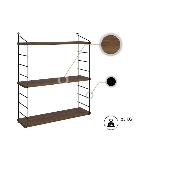 Навесная полка Trendy Armoni Black/Walnut 72x85x20cm GTR005338
