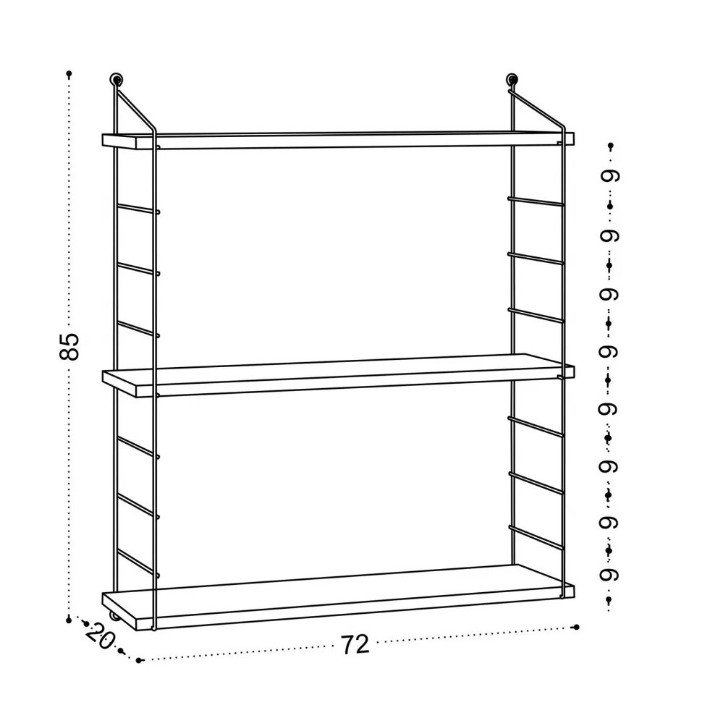 Навесная полка Trendy Armoni Black/White 72x85x20cm GTR005339