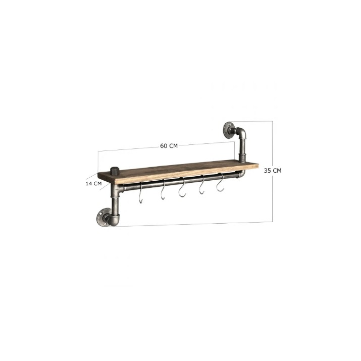 Raft de perete Trendy Boruraf008 Walnut/Black 60x35x14cm GTR005613