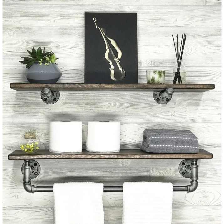 Навесная полка Trendy Boruraf113 Walnut/Black 60x17x14cm GTR005614 2pcs