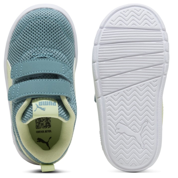 Ghete pentru copii Puma Courtflex V3 Mesh Inf Baltic Sea blue/Apple Spritz, s.20