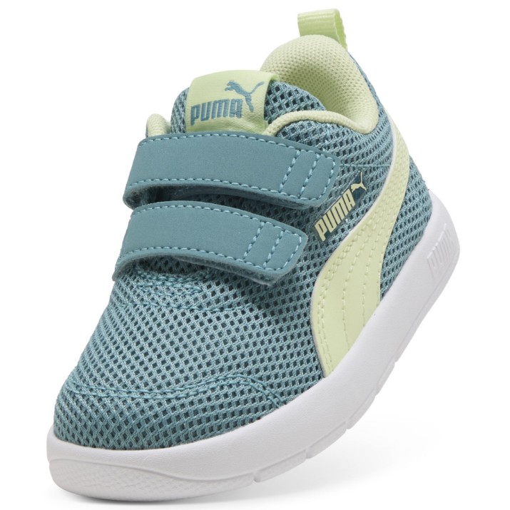 Ghete pentru copii Puma Courtflex V3 Mesh Inf Baltic Sea blue/Apple Spritz, s.20