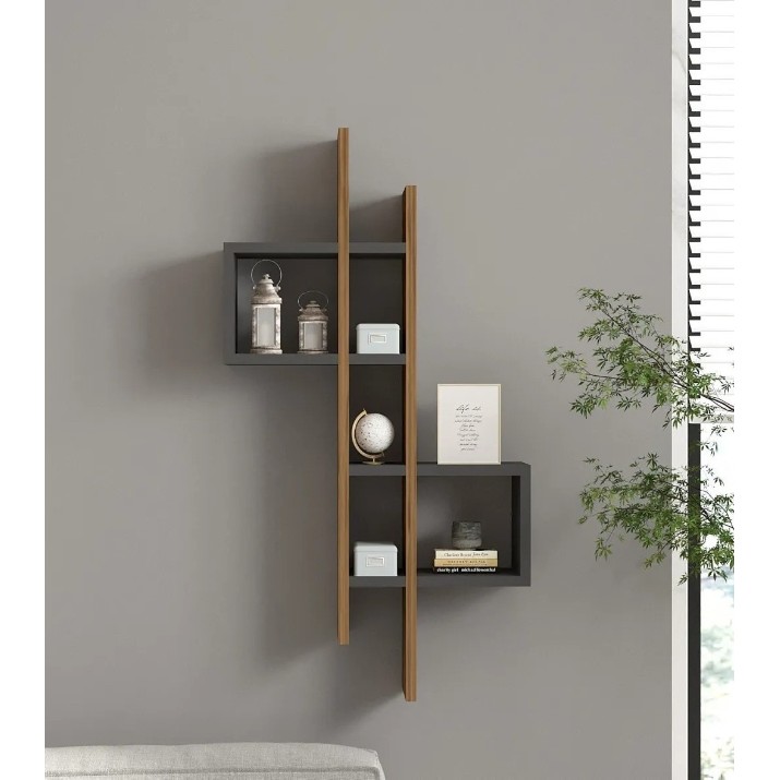 Навесная полка Trendy Emse Walnut/Anthracit 53.8x108x19.6cm GTR005593