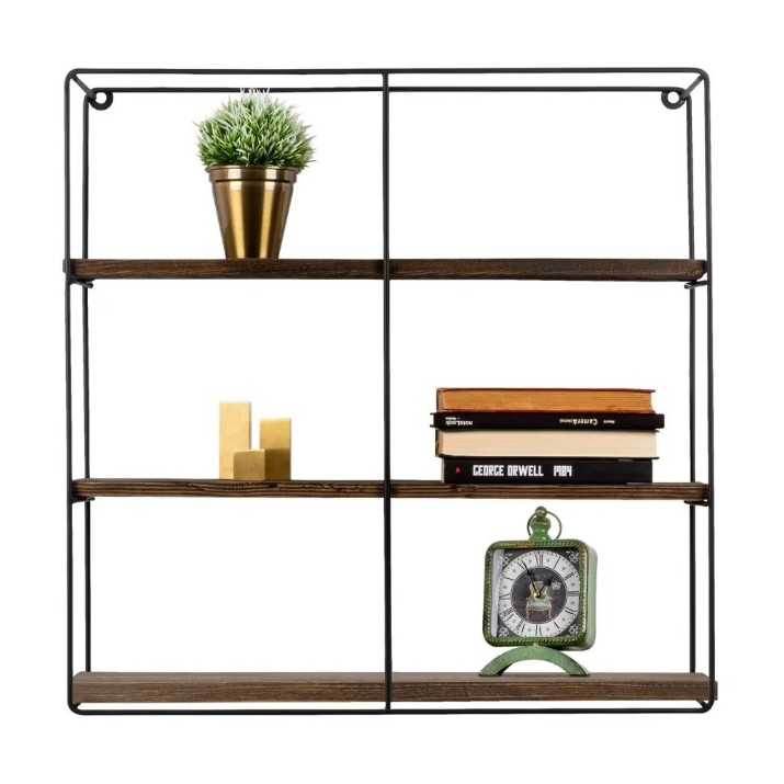 Навесная полка Trendy Floarea Soarelui Dark Walnut/Black 60x60x15cm GTR005322