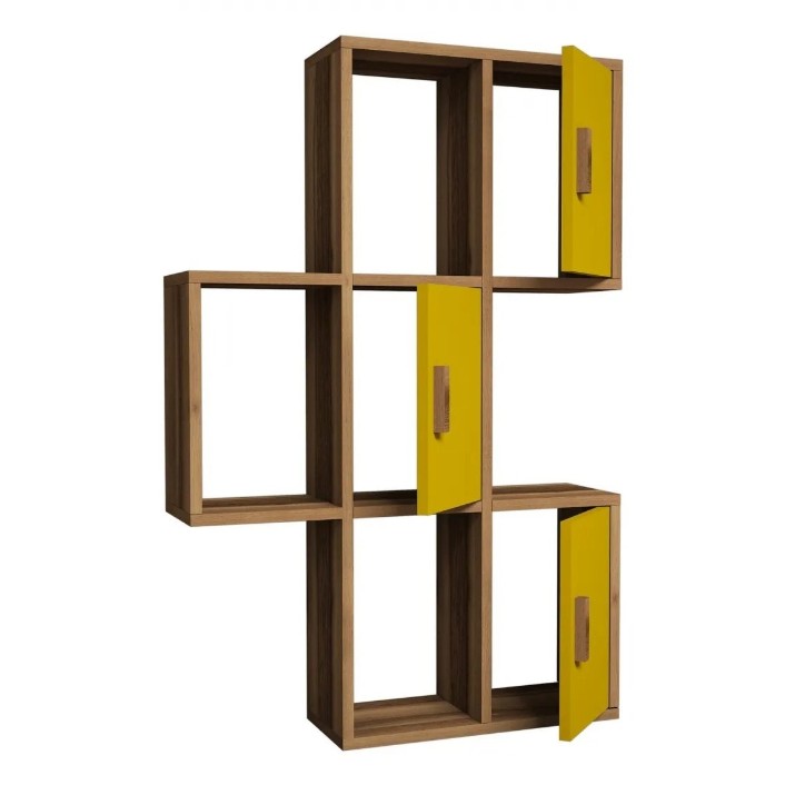 Raft de perete Trendy Flora Walnut/Yellow 112.6x75x20cm GTR005391