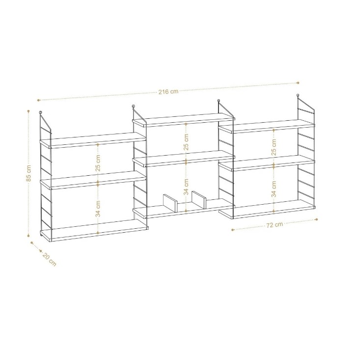 Навесная полка Trendy Laba Oak 216x85x20cm GTR006011