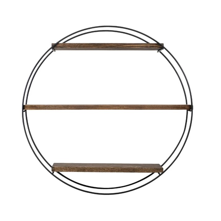 Raft de perete Trendy Lalea Dark Walnut/Black 60x60x15cm GTR005319